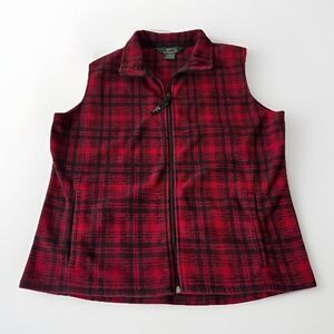 Woolrich‎ Women's Vest Size Large Red Black Hunt Pattern 100% Polyester
